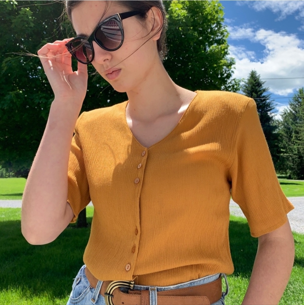 Vtg Mustard Turmeric Top